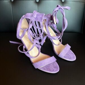 Purple tie up heels